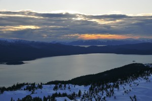 Mountains Water and Sunset