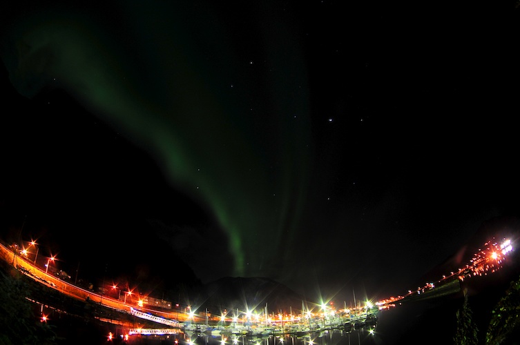 Aurora over Aurora Harbor